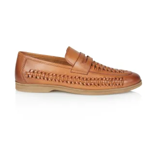 Perth Leather Woven Loafer - Tan