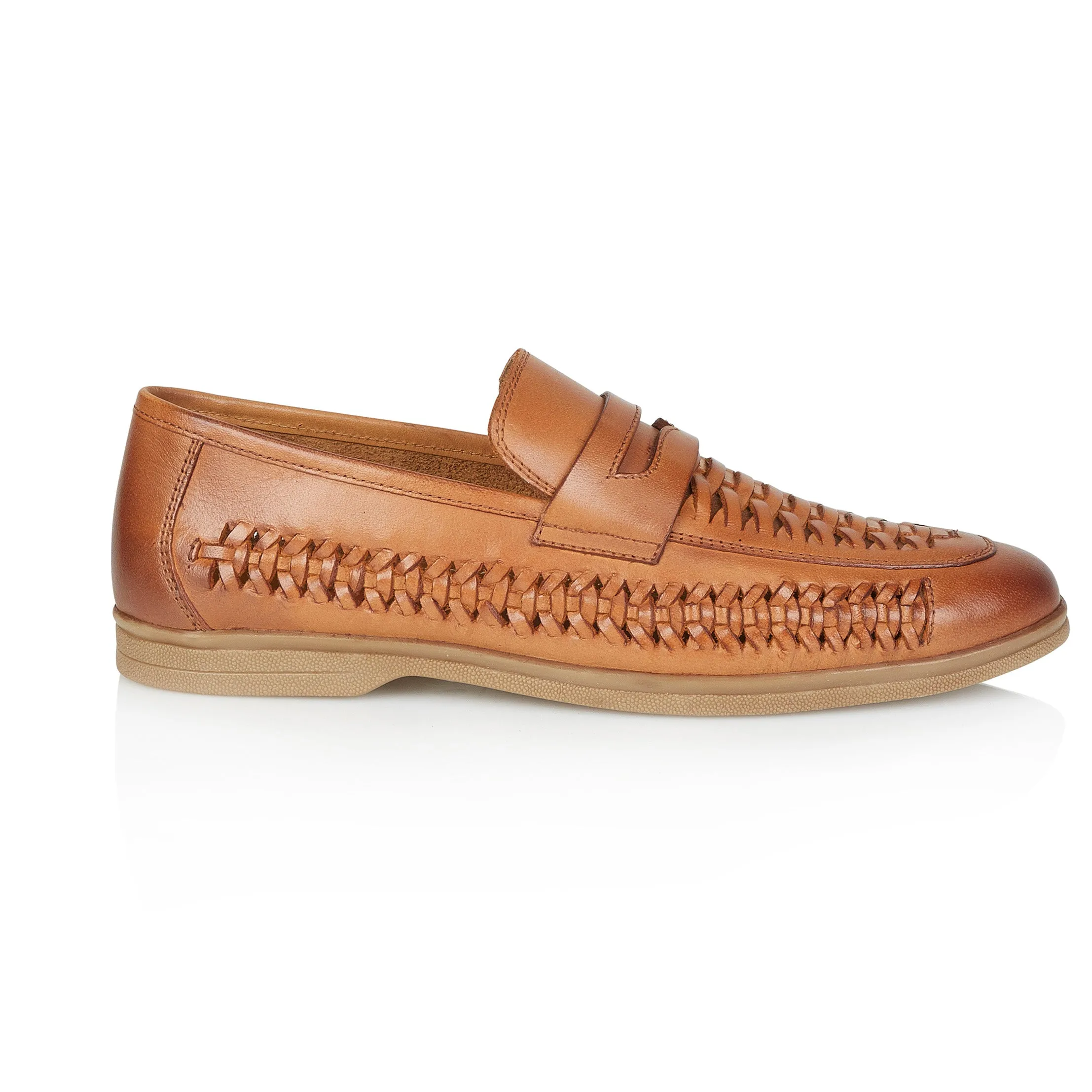 Perth Leather Woven Loafer - Tan