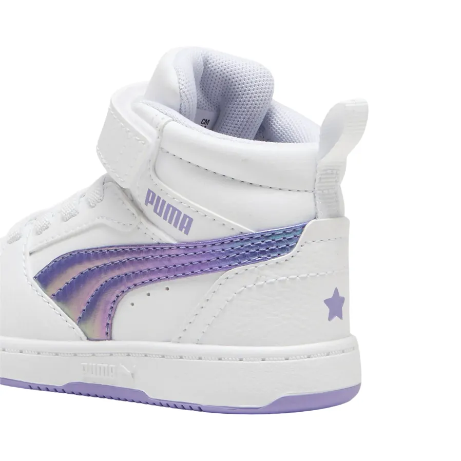 Puma scarpa sneakers alta da bambina Rebound V6 Mid Bouncy 398727-01 bianco-lavanda