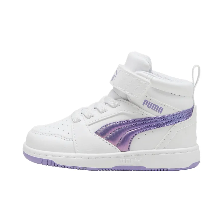 Puma scarpa sneakers alta da bambina Rebound V6 Mid Bouncy 398727-01 bianco-lavanda