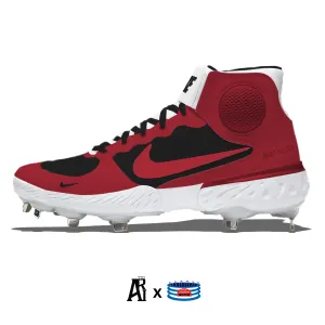 "Bred" Nike Alpha Huarache Elite 3 Mid Cleats by Stadium Custom Kicks