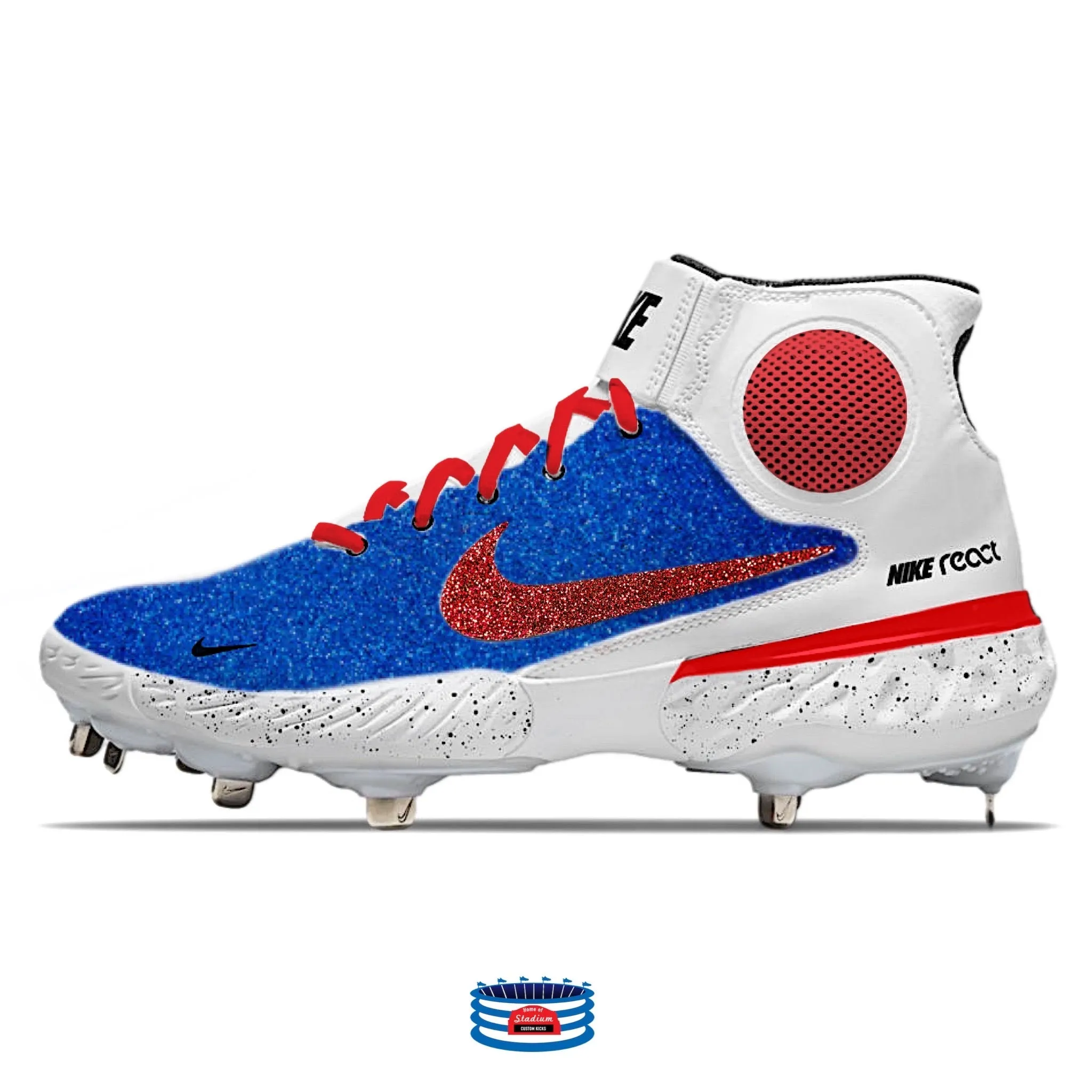 "Chicago Glitter" Nike Alpha Huarache Elite 3 Mid Cleats by Stadium Custom Kicks