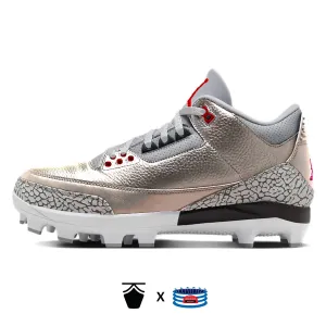 "Metallic Silver" Jordan 3 Retro MCS Cleats