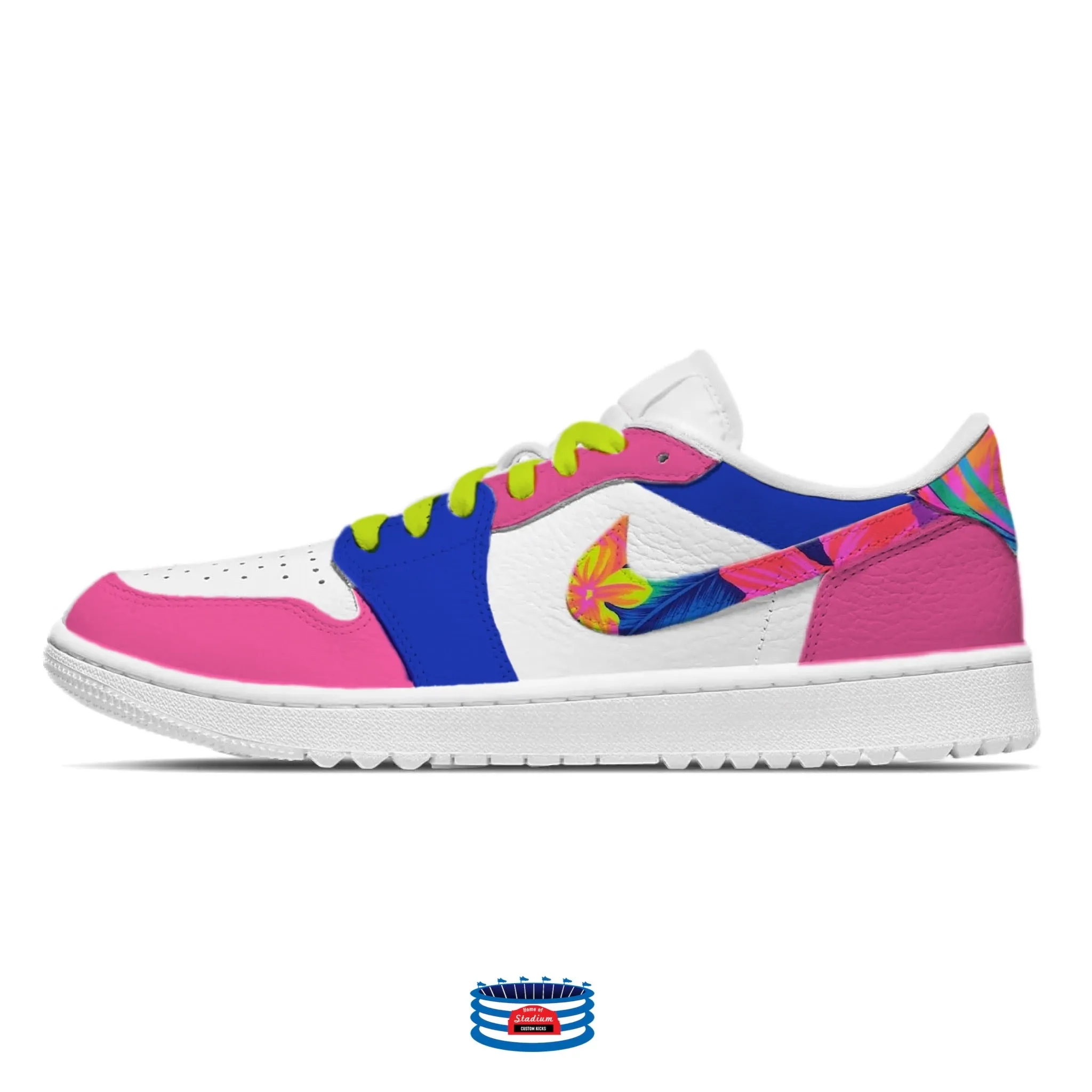 "Pink Floral" Jordan 1 Golf Shoes by Stadium Custom Kicks