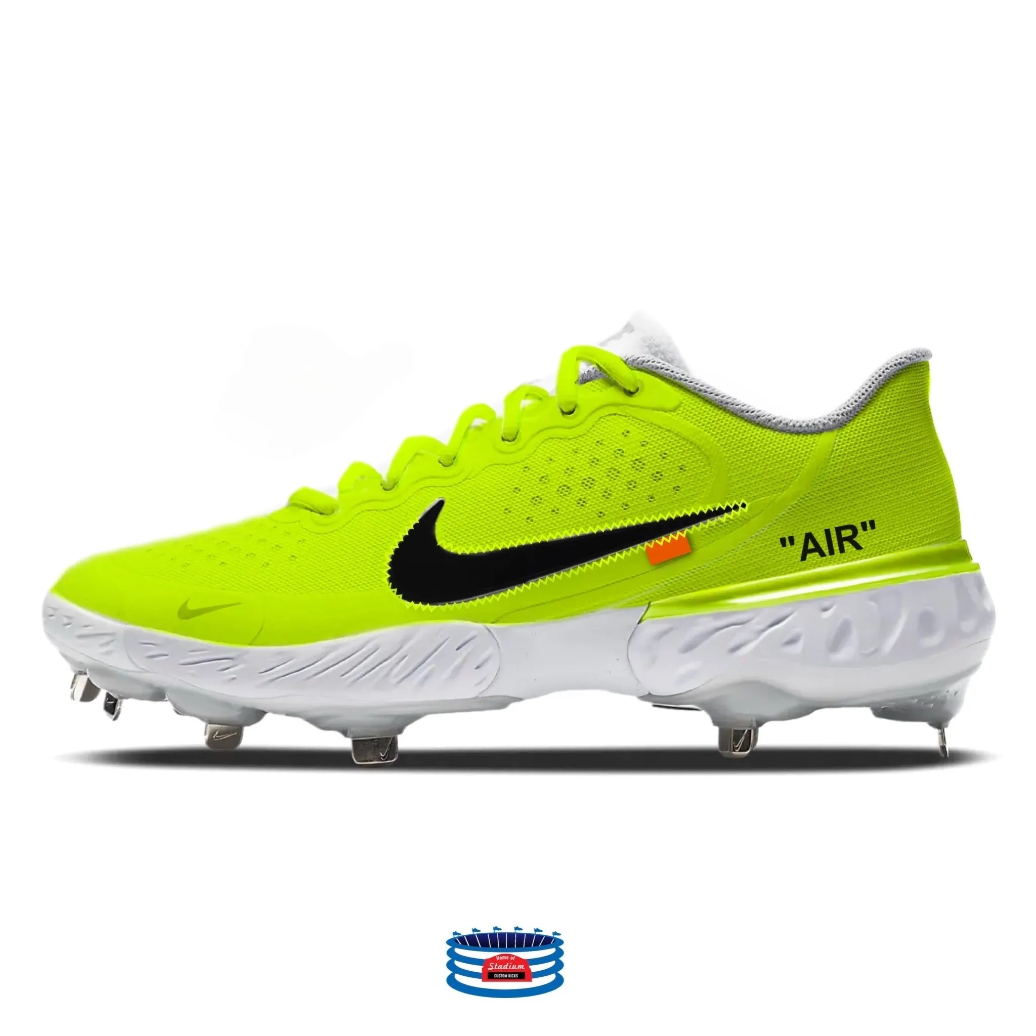 "Volt Force OW" Nike Alpha Huarache Elite 3 Low Cleats by Stadium Custom Kicks