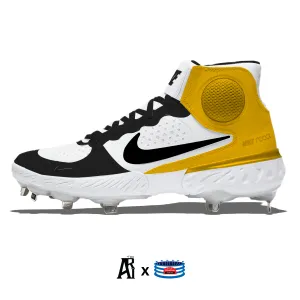 "Yellow and Black" Nike Alpha Huarache Elite 3 Mid Cleats by Stadium Custom Kicks