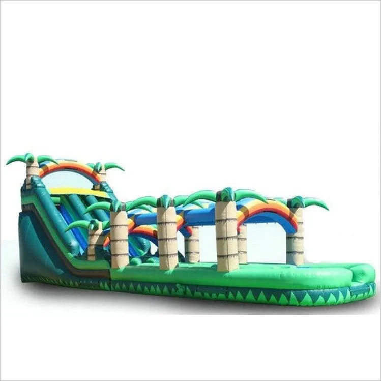 Rainbow Big Inflatable Water Slides , Kids / Adults Blow Up Slip And Slide