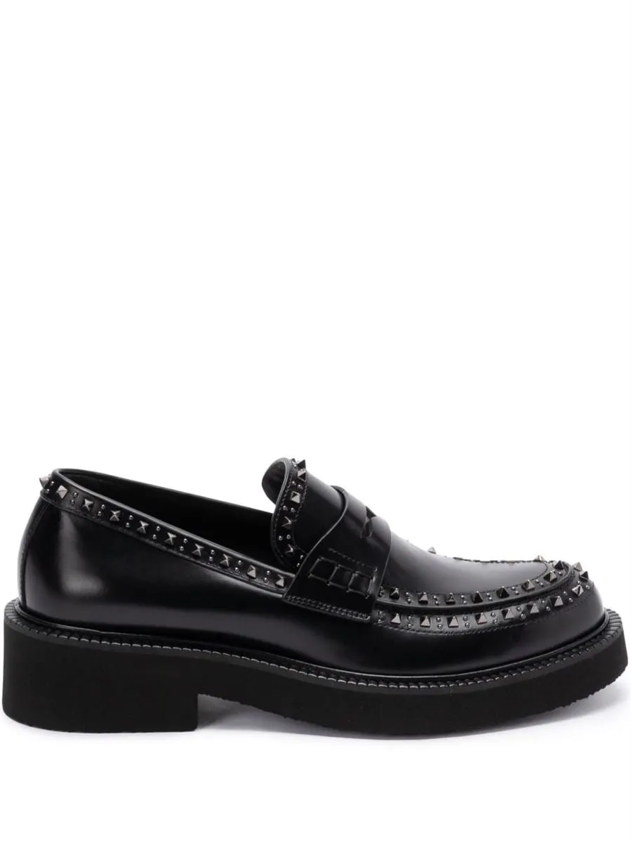 ROCKSTUD LEATHER LOAFERS