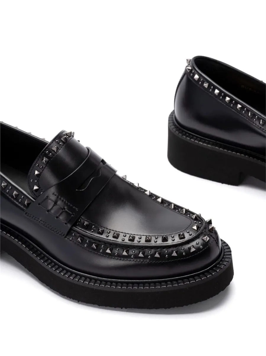 ROCKSTUD LEATHER LOAFERS