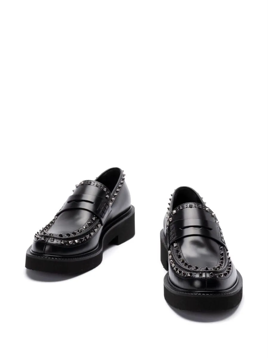 ROCKSTUD LEATHER LOAFERS