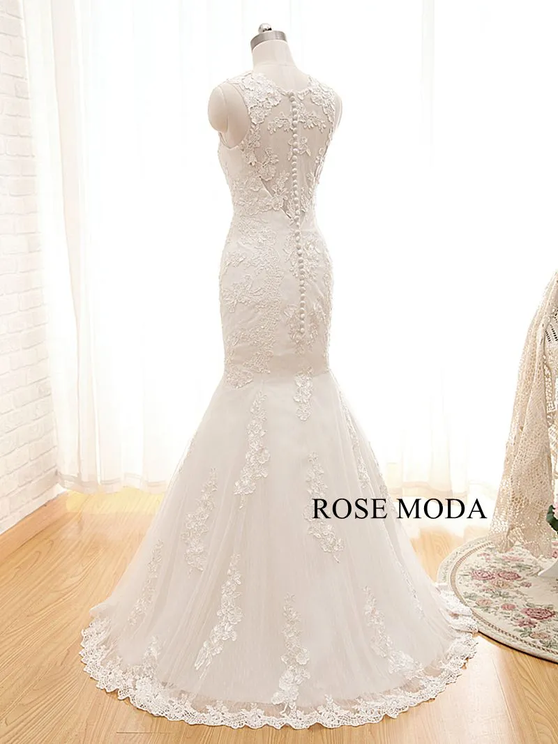 Rosemoda Illusion Bateau Neckline Lace Mermaid Wedding Dress