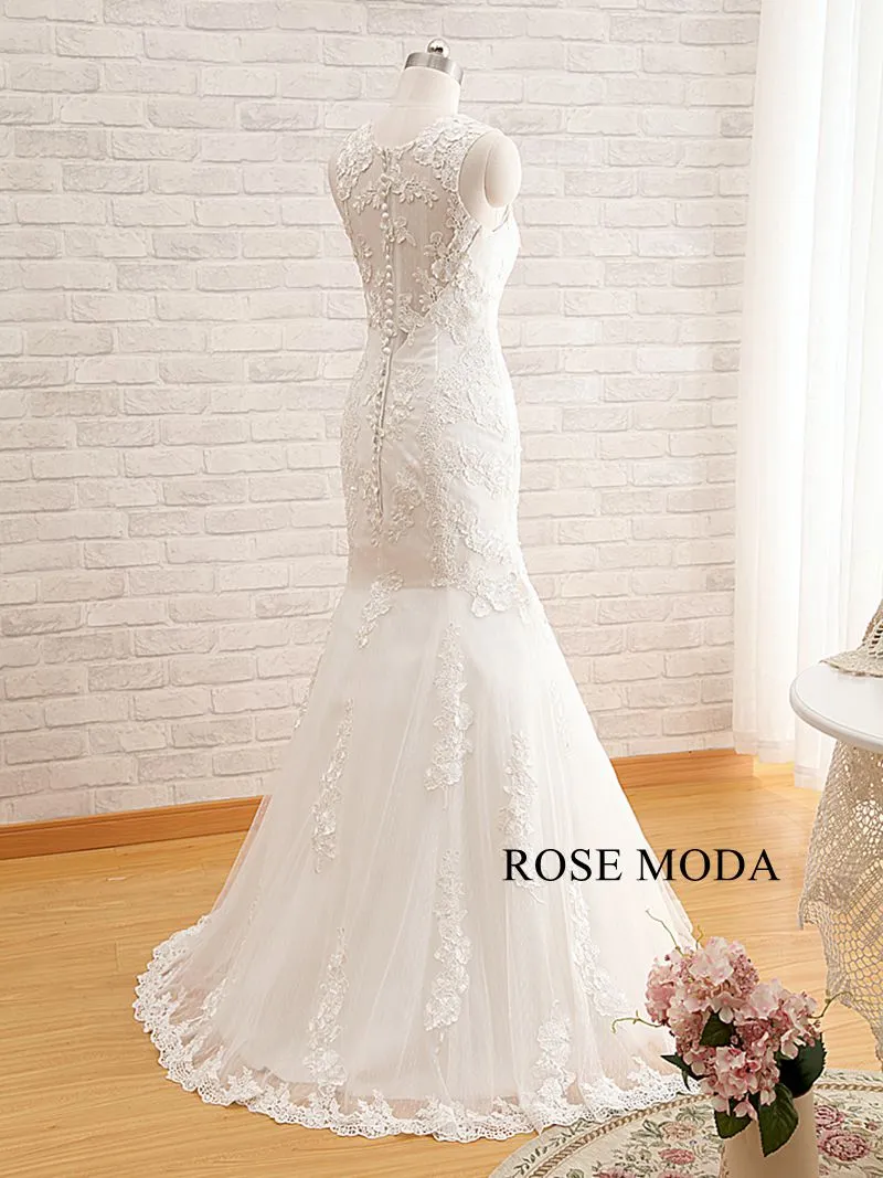 Rosemoda Illusion Bateau Neckline Lace Mermaid Wedding Dress