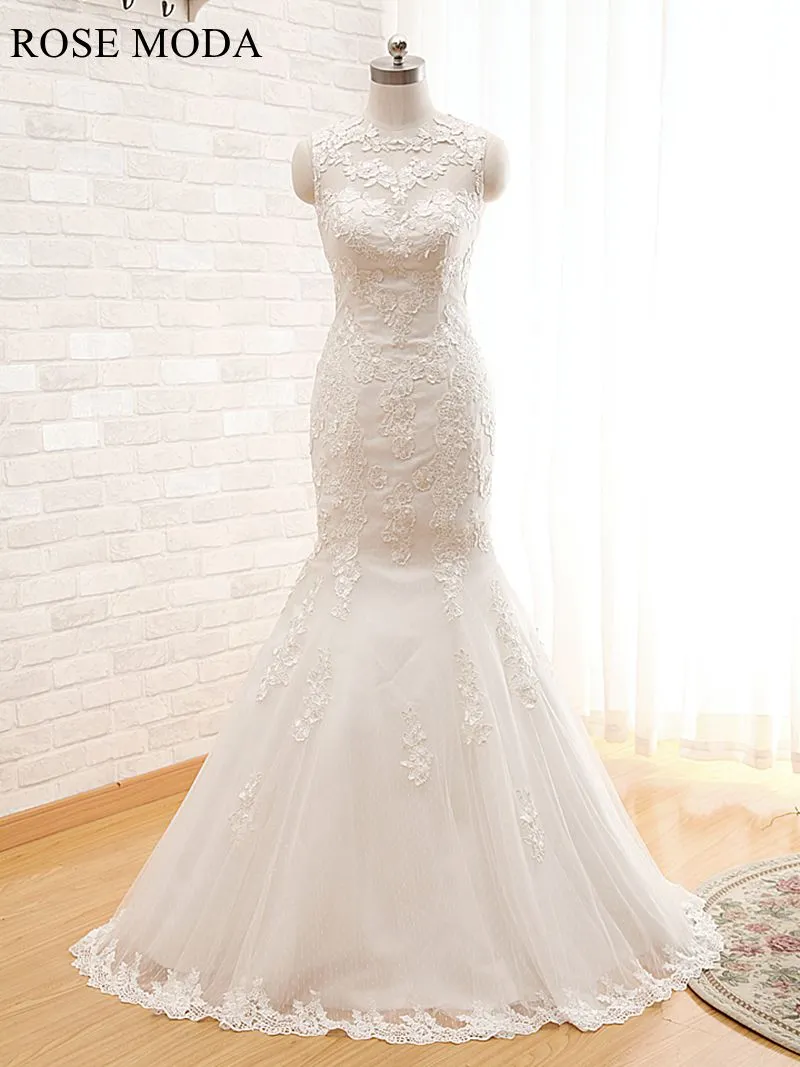 Rosemoda Illusion Bateau Neckline Lace Mermaid Wedding Dress