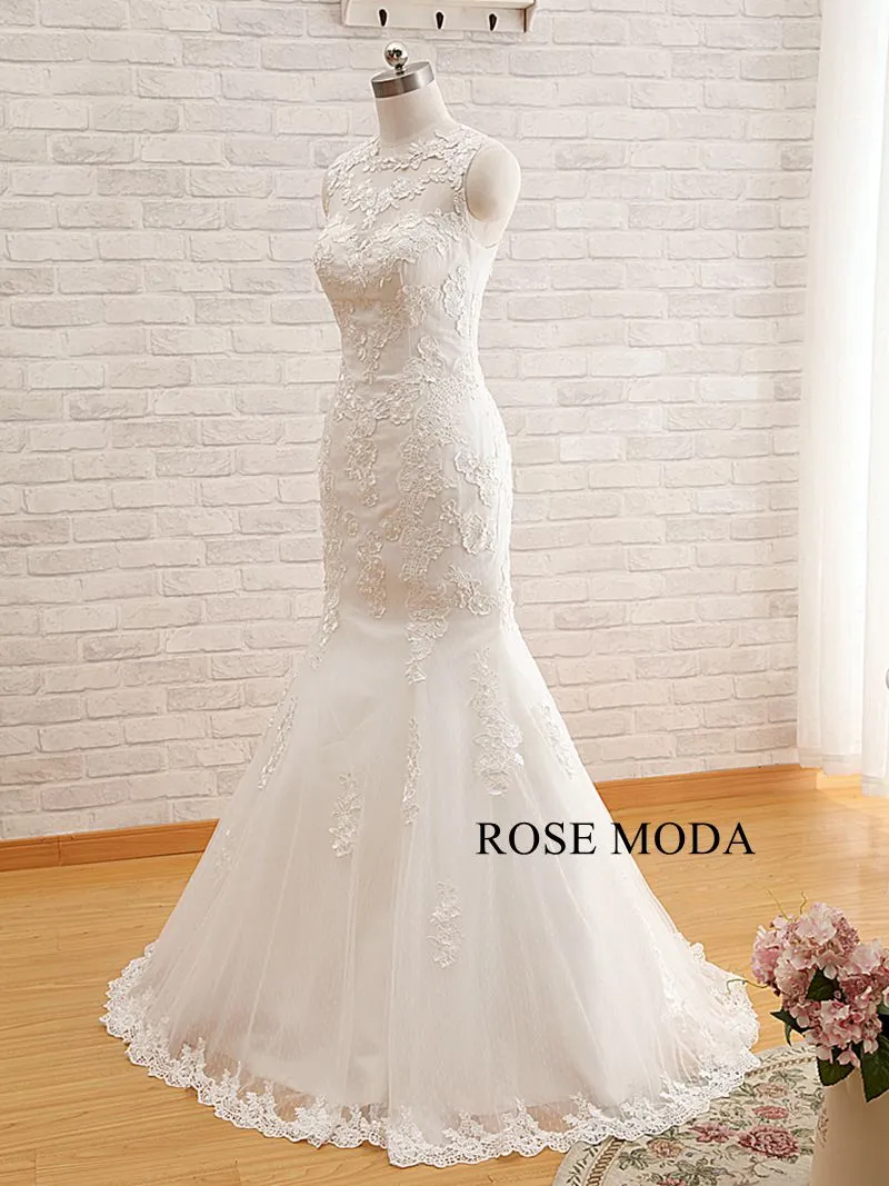 Rosemoda Illusion Bateau Neckline Lace Mermaid Wedding Dress