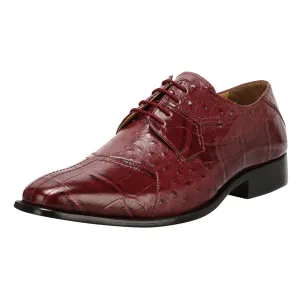 Sassy Crocodile Ostrich Print Lace-Up Dress Shoes