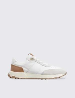 Sneaker Leather Technical Fabric White Grey Brown