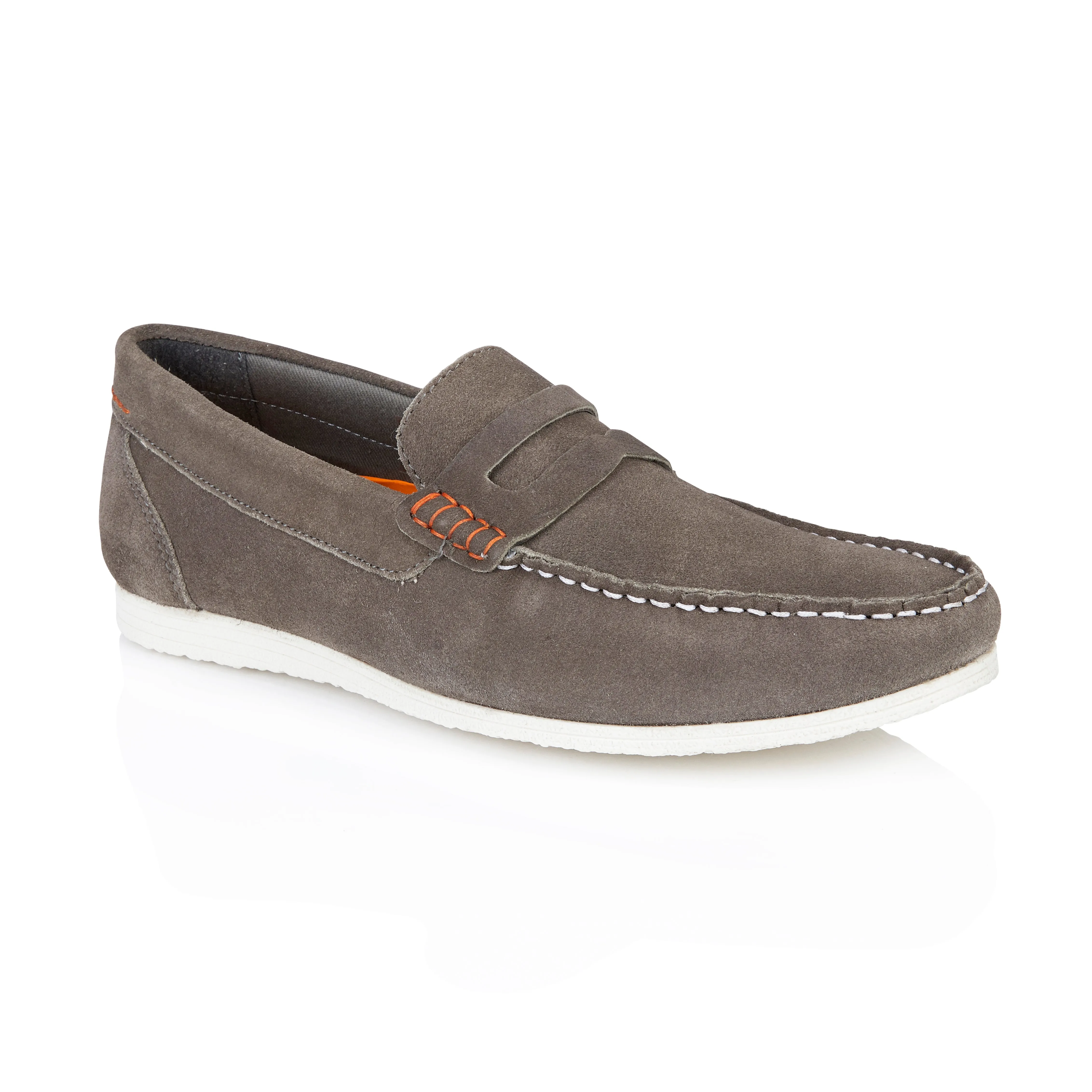 Stanhope Suede Leather Penny Loafer - Grey