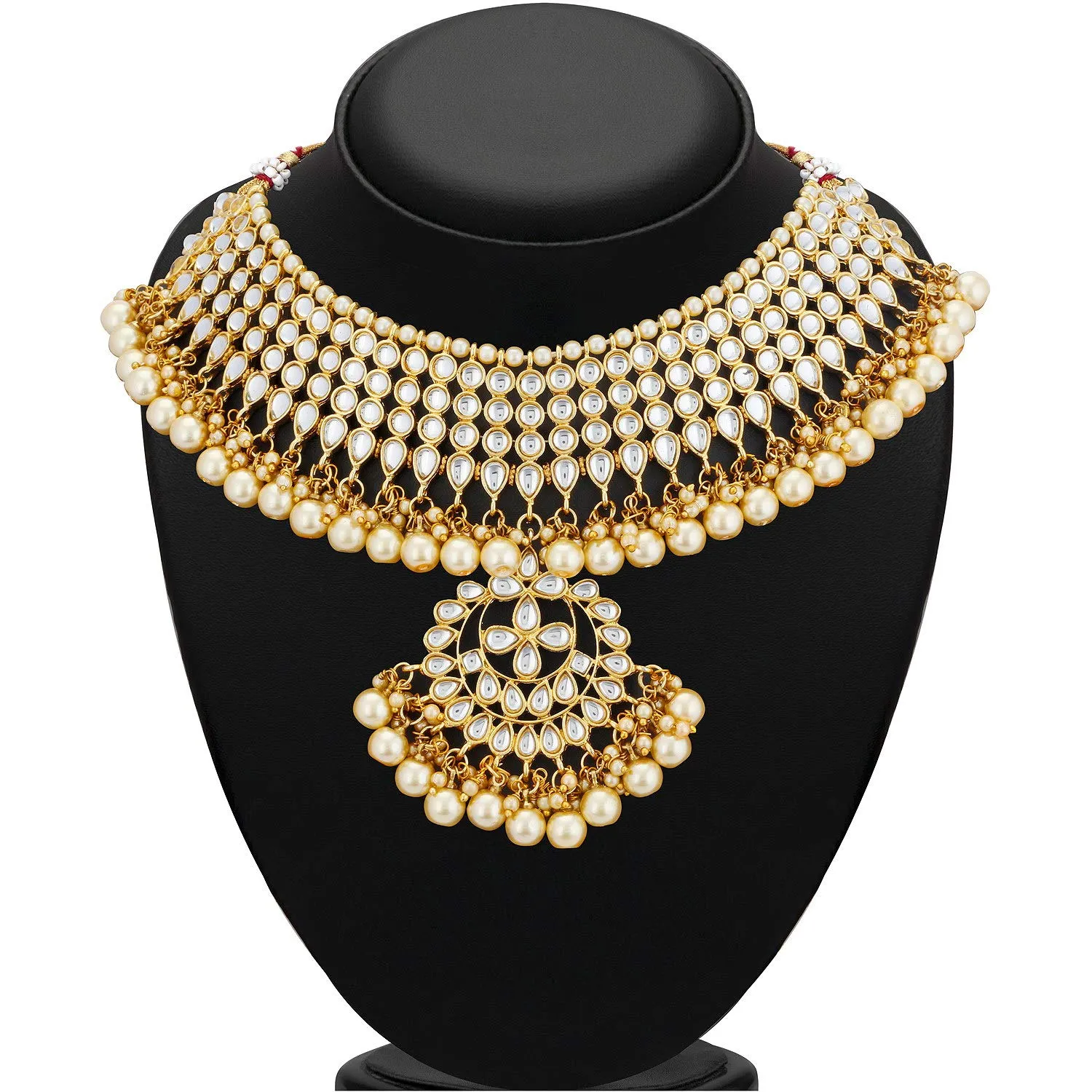 Sukkhi Trendy Kundan Gold Plated Wedding Jewellery Pearl Choker Necklace Set for Women (N73544)