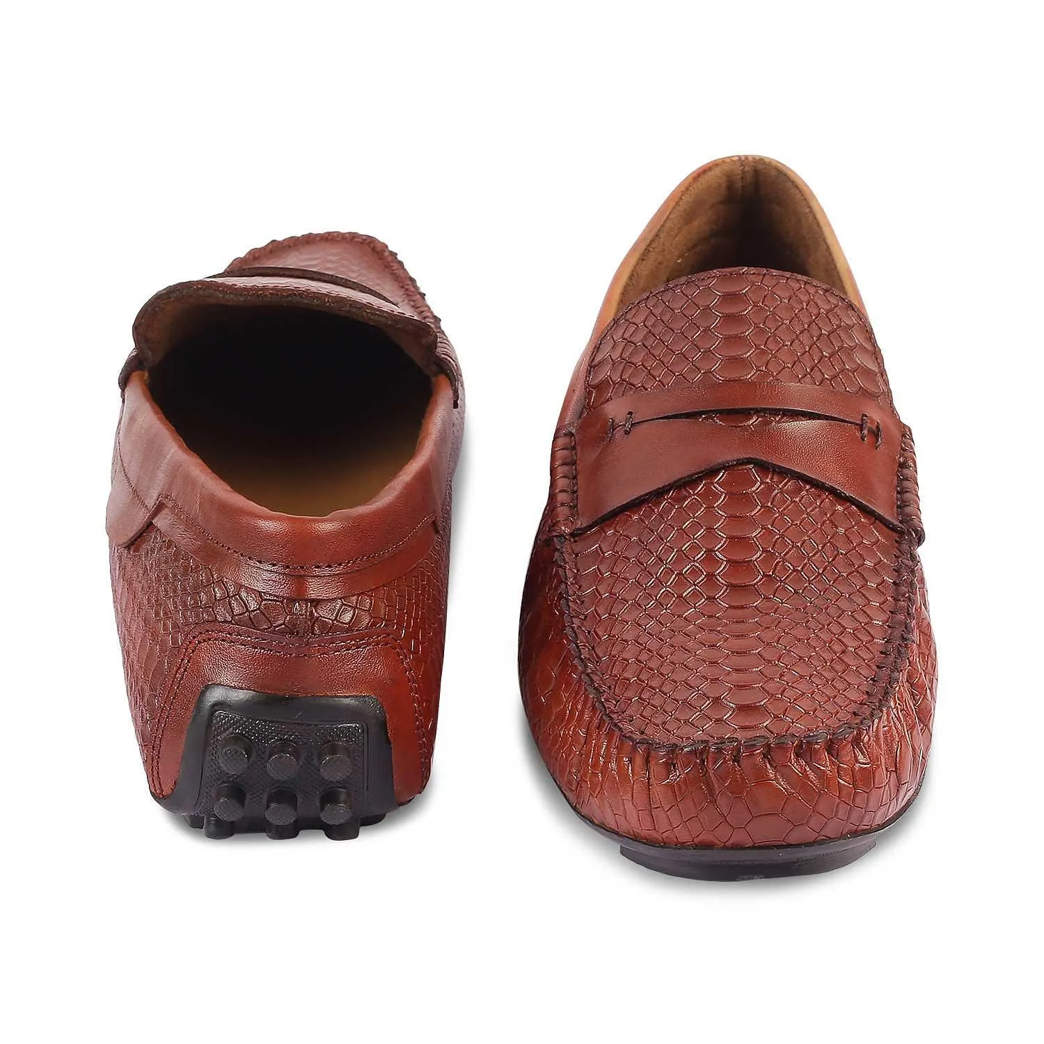 The Argon Tan Men's Leather Driving Loafers Tresmode