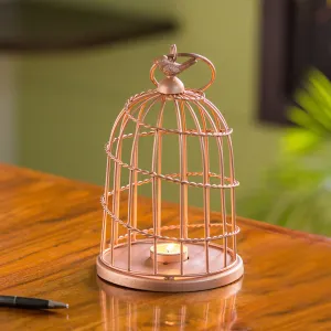 The Bird Wired Go-Round' Handwired Hanging & Table Tea-Light Holder In Iron (22.9 cm | Copper Finish)