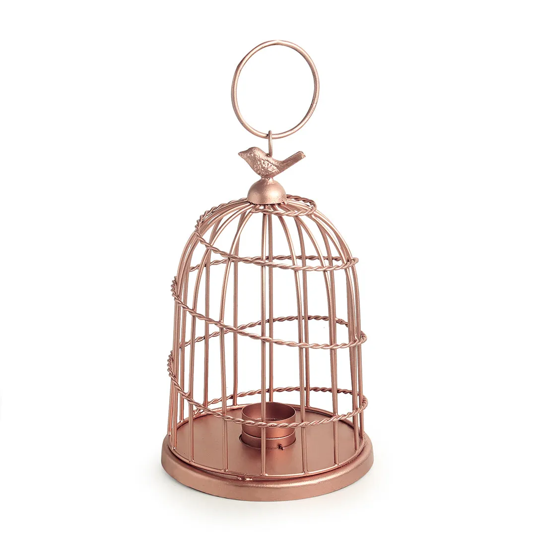 The Bird Wired Go-Round' Handwired Hanging & Table Tea-Light Holder In Iron (22.9 cm | Copper Finish)