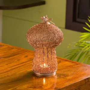 The Dome Mesh' Handwoven Showpiece Cum Hanging & Table Tea-Light Holder In Iron (22.9 cm | Copper Finish)