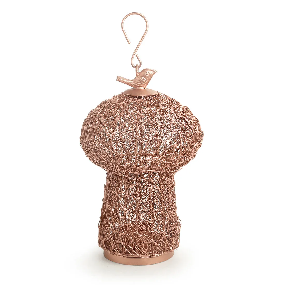 The Dome Mesh' Handwoven Showpiece Cum Hanging & Table Tea-Light Holder In Iron (22.9 cm | Copper Finish)