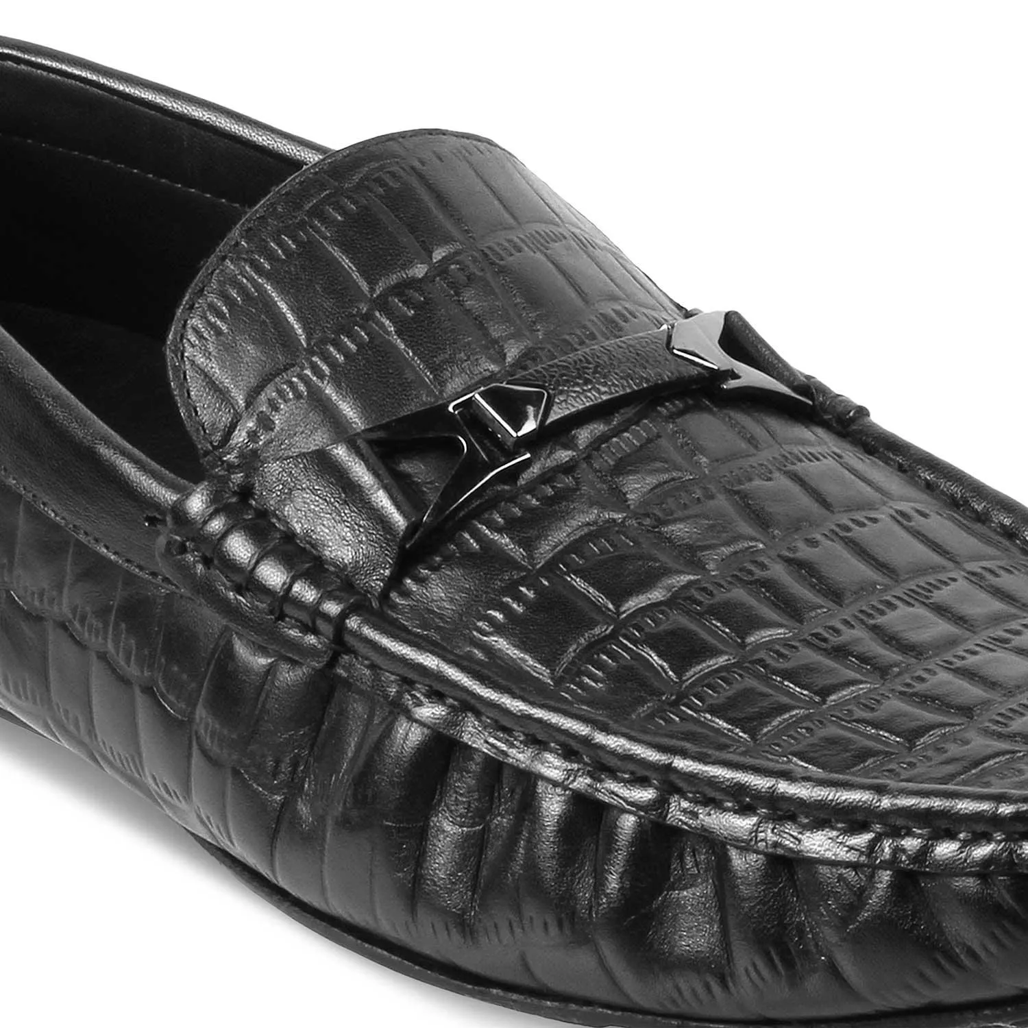 The Hummer Black Men's Leather Driving Loafers Tresmode