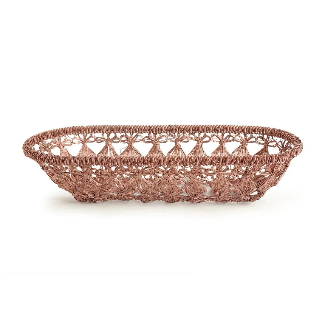 'The Knotted Mesh' Handwoven Fruit Basket In Iron (Copper Finish)