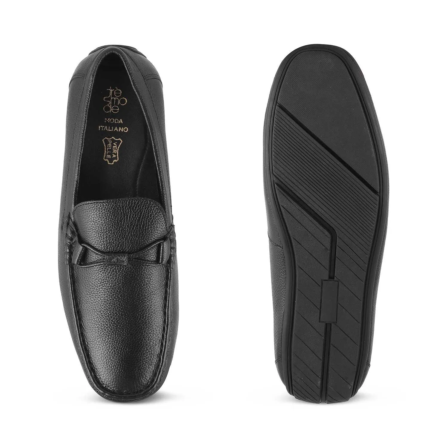 The Levent Black Men's Leather Driving Loafers Tresmode