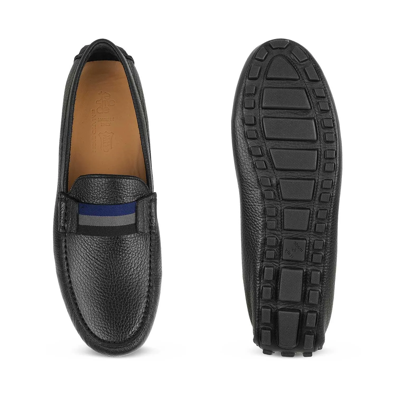 The Macario Black Men's Handcrafted Leather Driving Loafers Tresmode