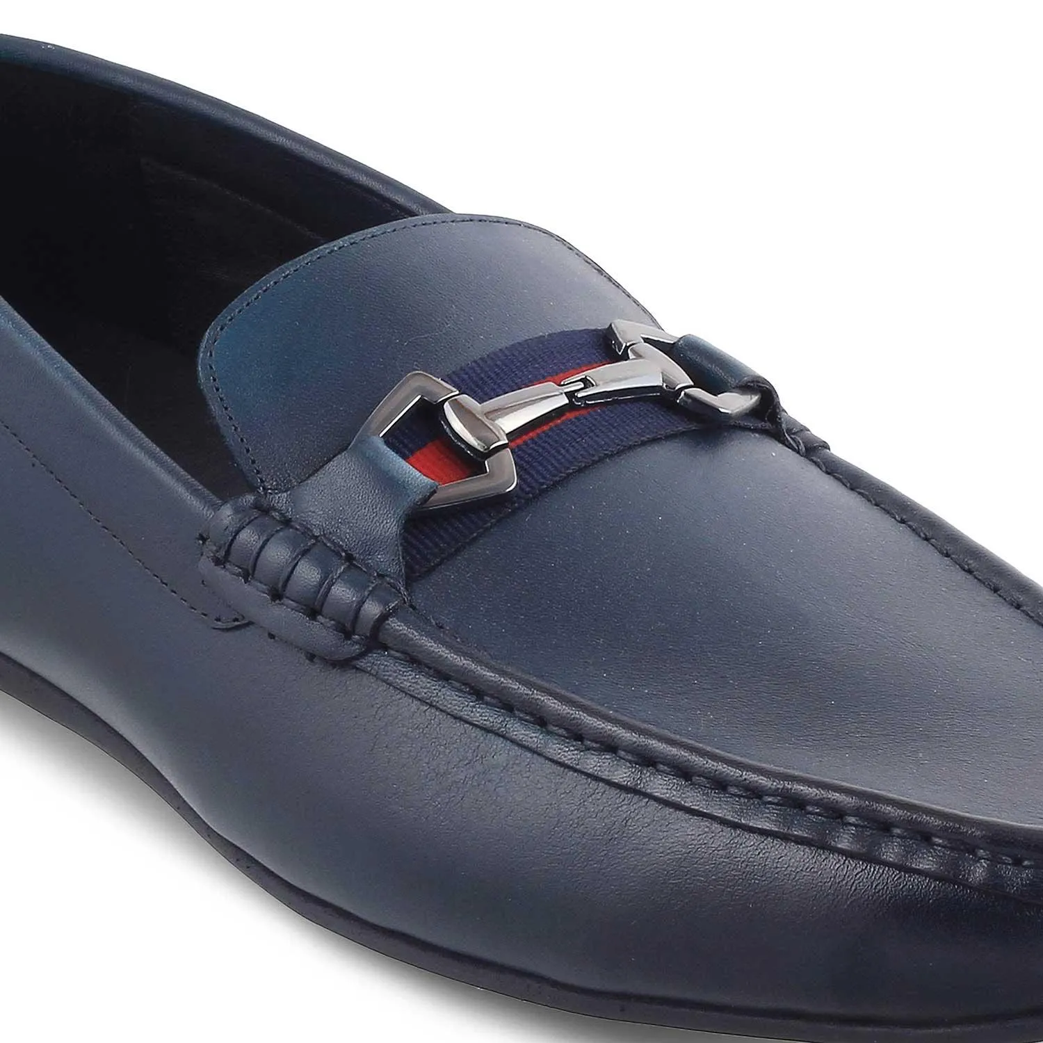 The Ondrive Blue Men's Leather Driving Loafers Tresmode