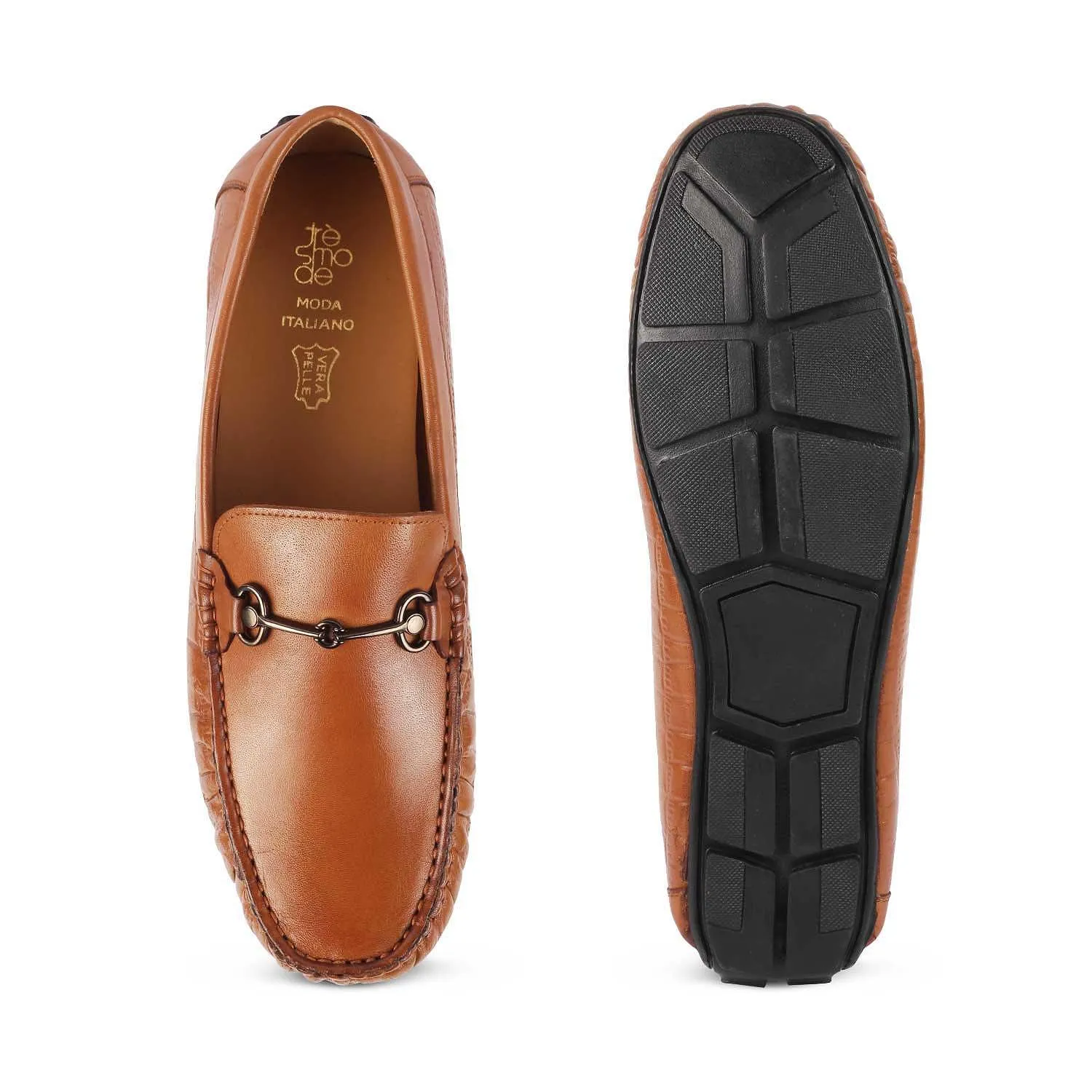 The Port Tan Men's Leather Driving Loafers Tresmode