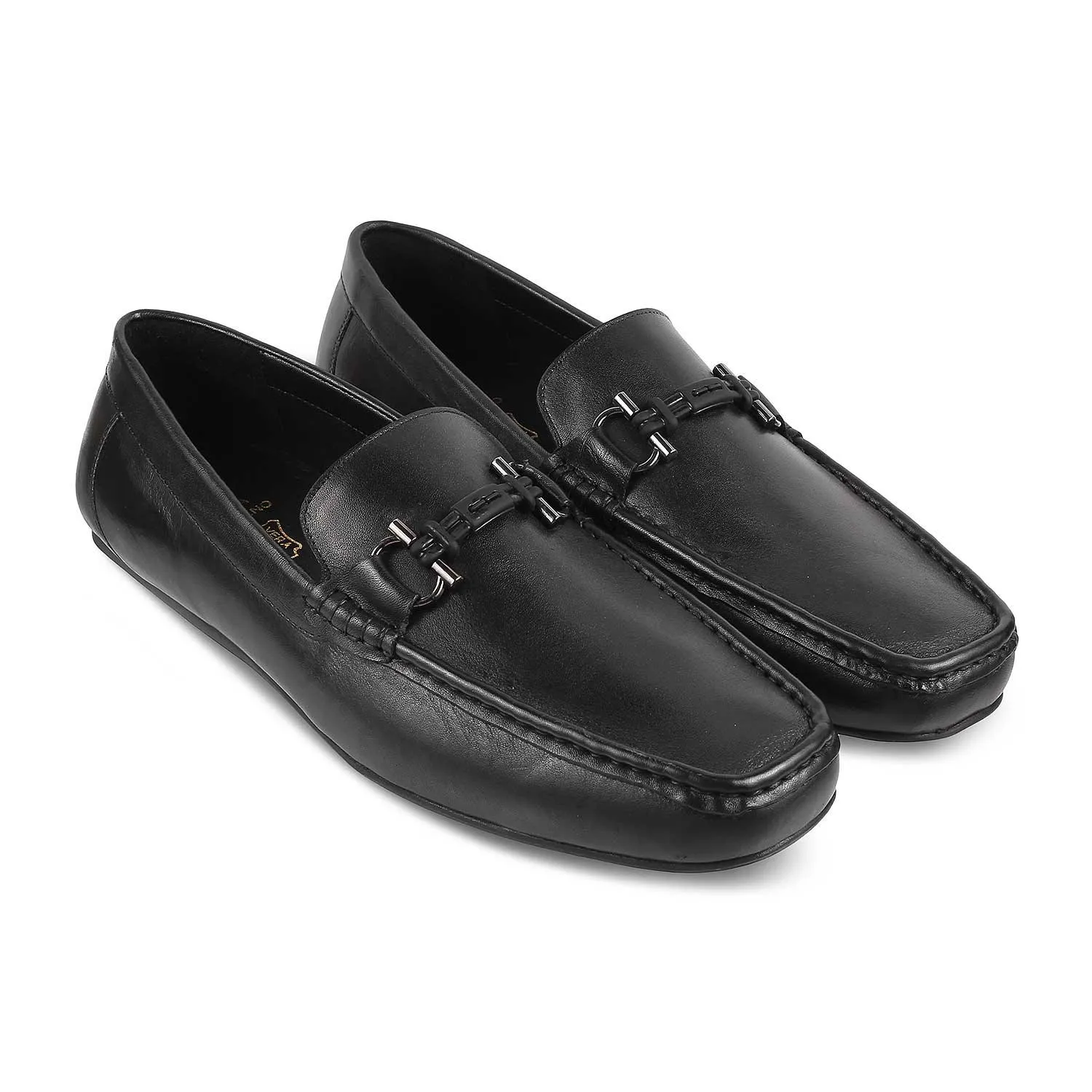 The Proter Black Men's Leather Driving Loafers Tresmode