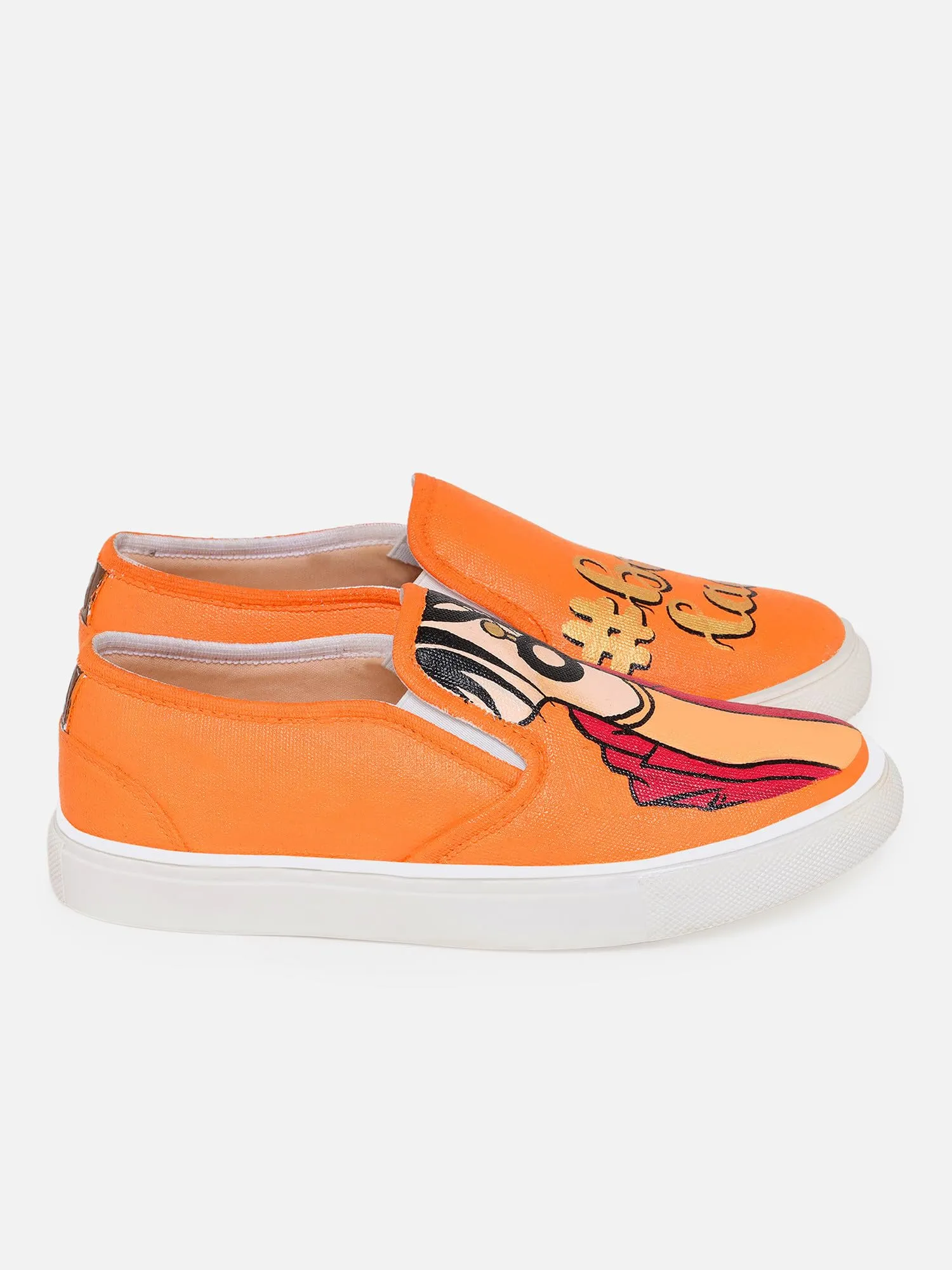 THE QUIRKY NAARI Boss Lady Slipons - Orange for The Boss Lady in You | Orange | 7 UK