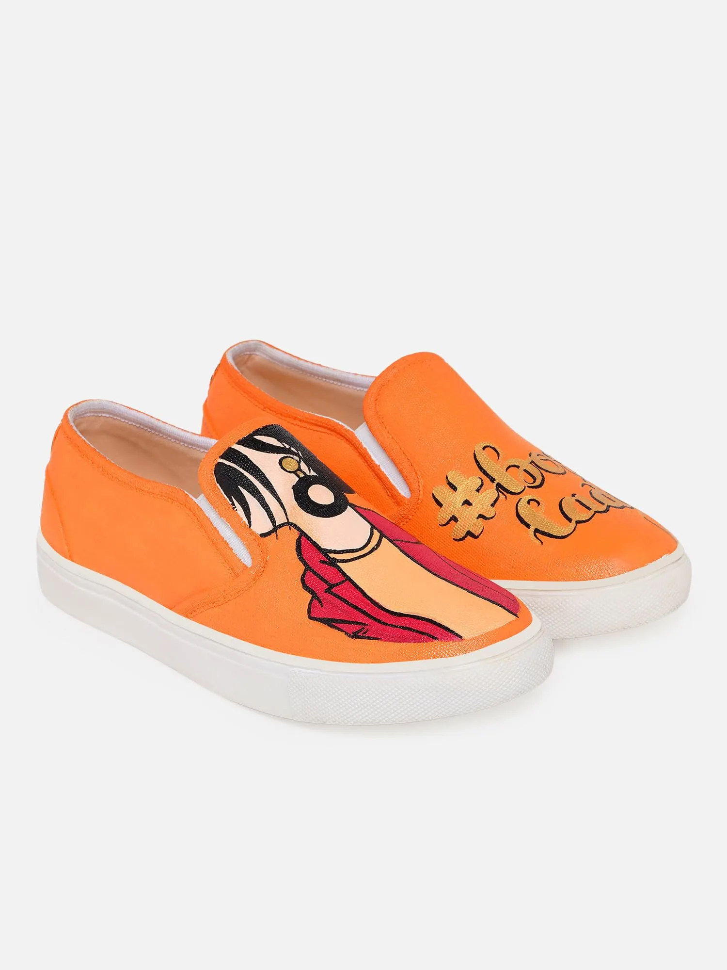 THE QUIRKY NAARI Boss Lady Slipons - Orange for The Boss Lady in You | Orange | 7 UK