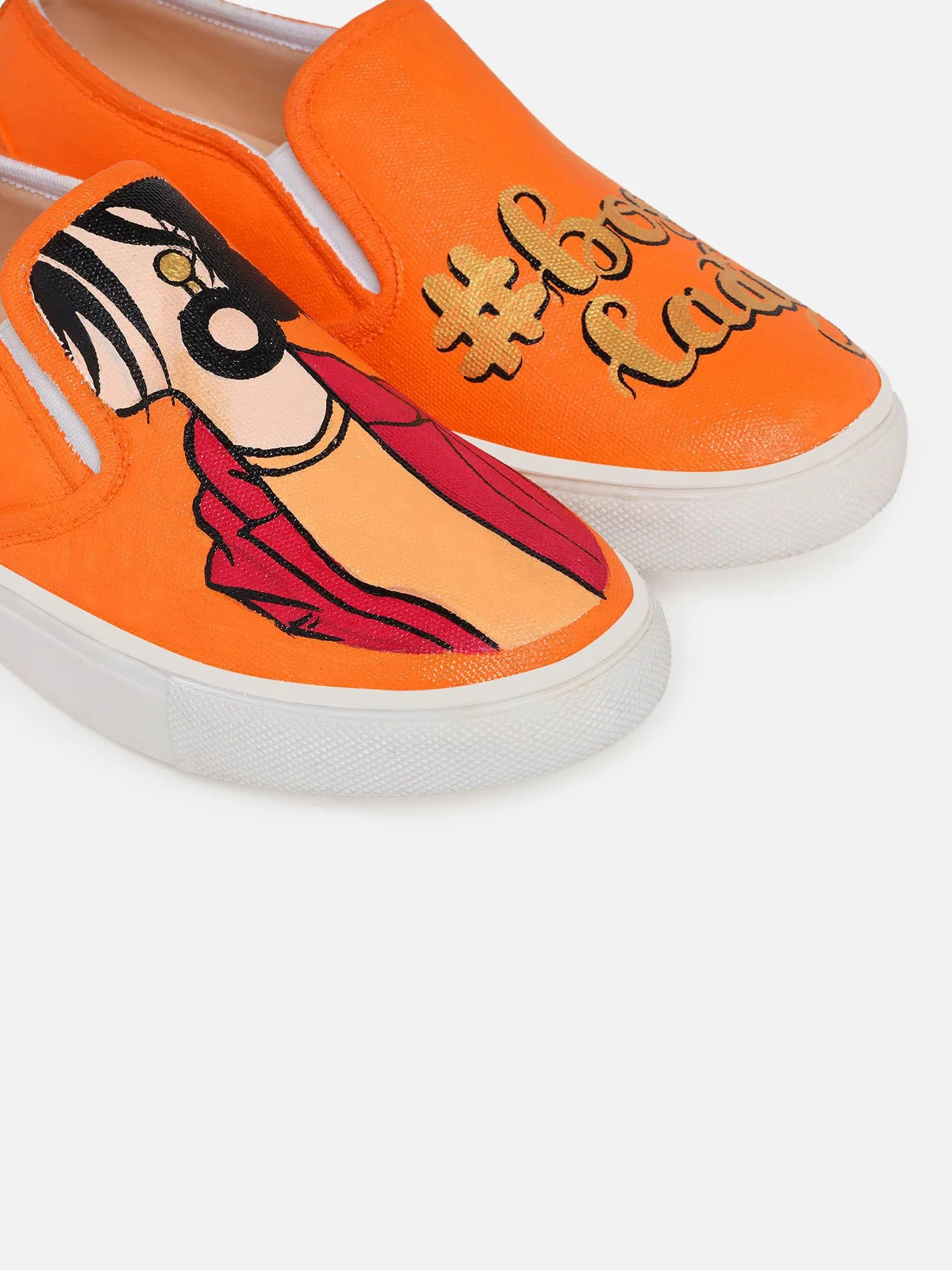 THE QUIRKY NAARI Boss Lady Slipons - Orange for The Boss Lady in You | Orange | 7 UK