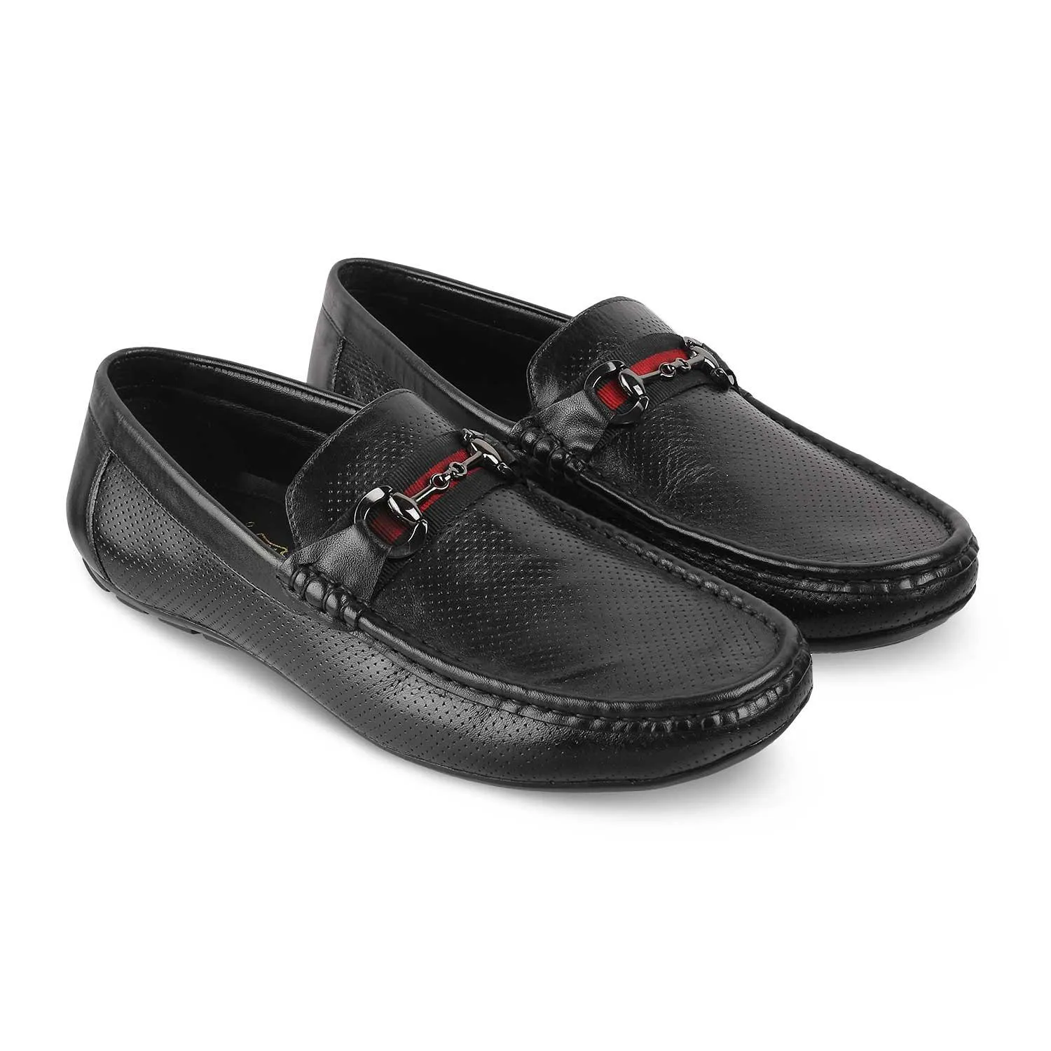 The Rottervam Black Mens Driving Leather Loafer