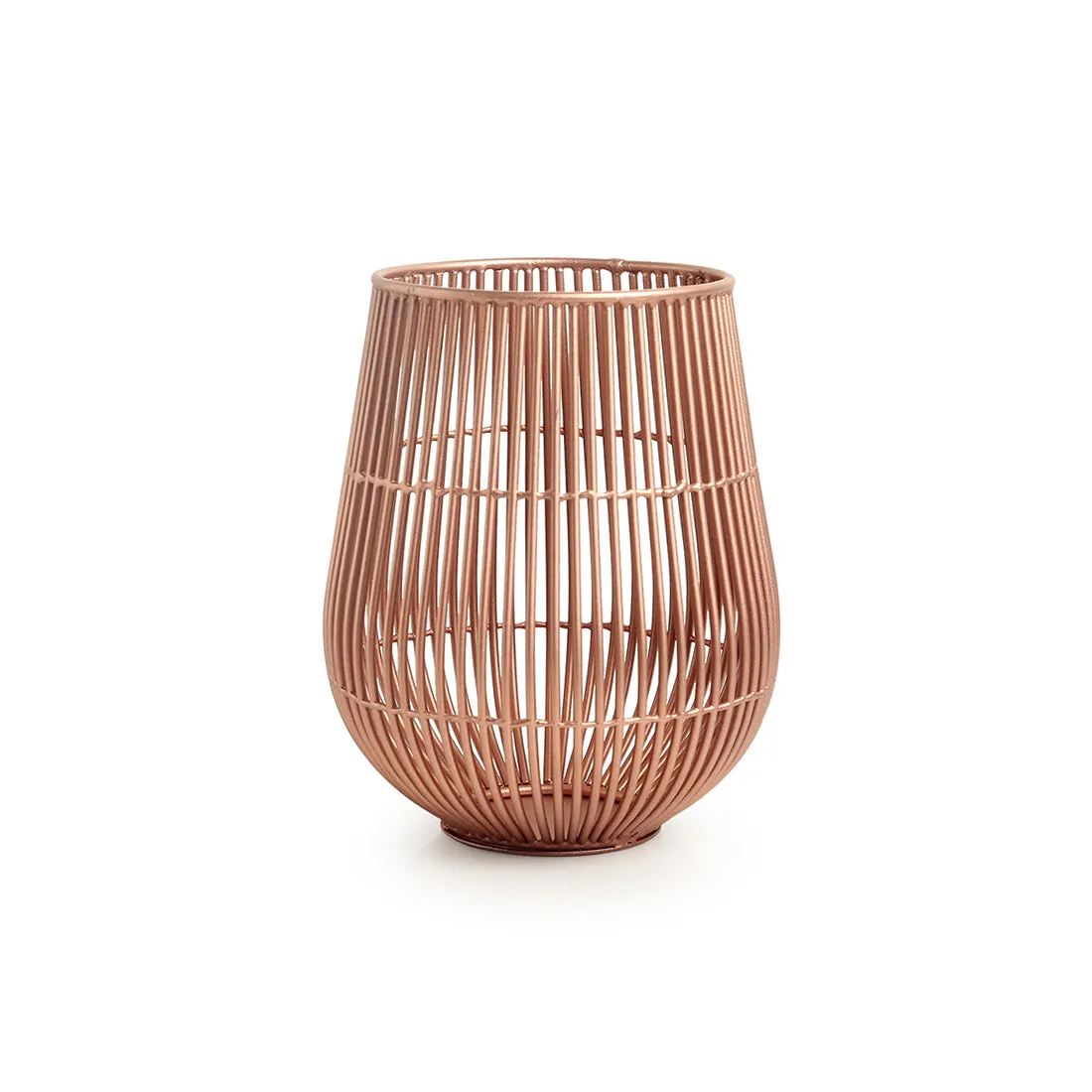 The Wired Tulip' Handwired Table Tea-Light Holder In Iron (15.2 cm | Copper Finish)