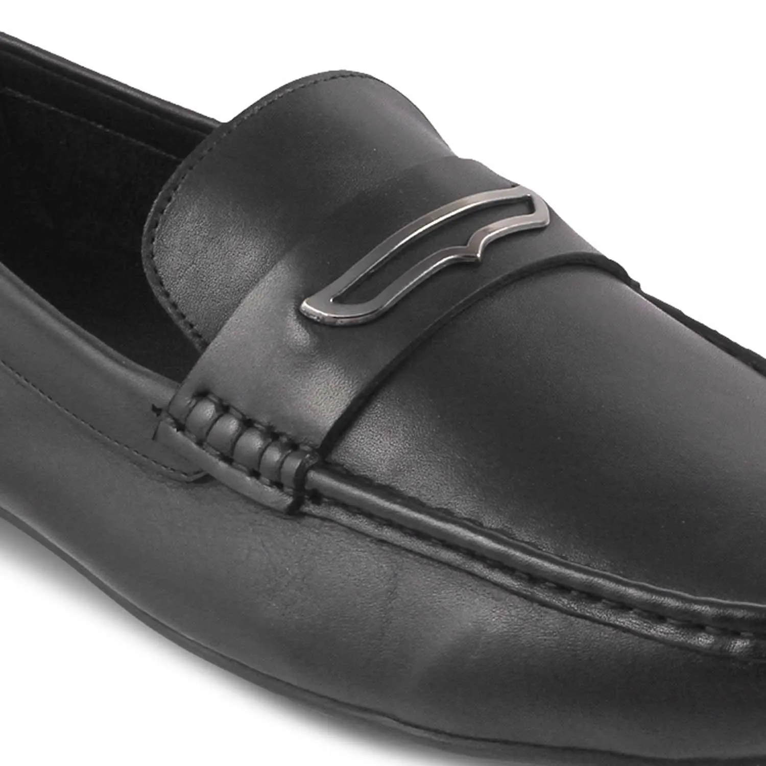 The Yodry Black Men's Leather Driving Loafers Tresmode