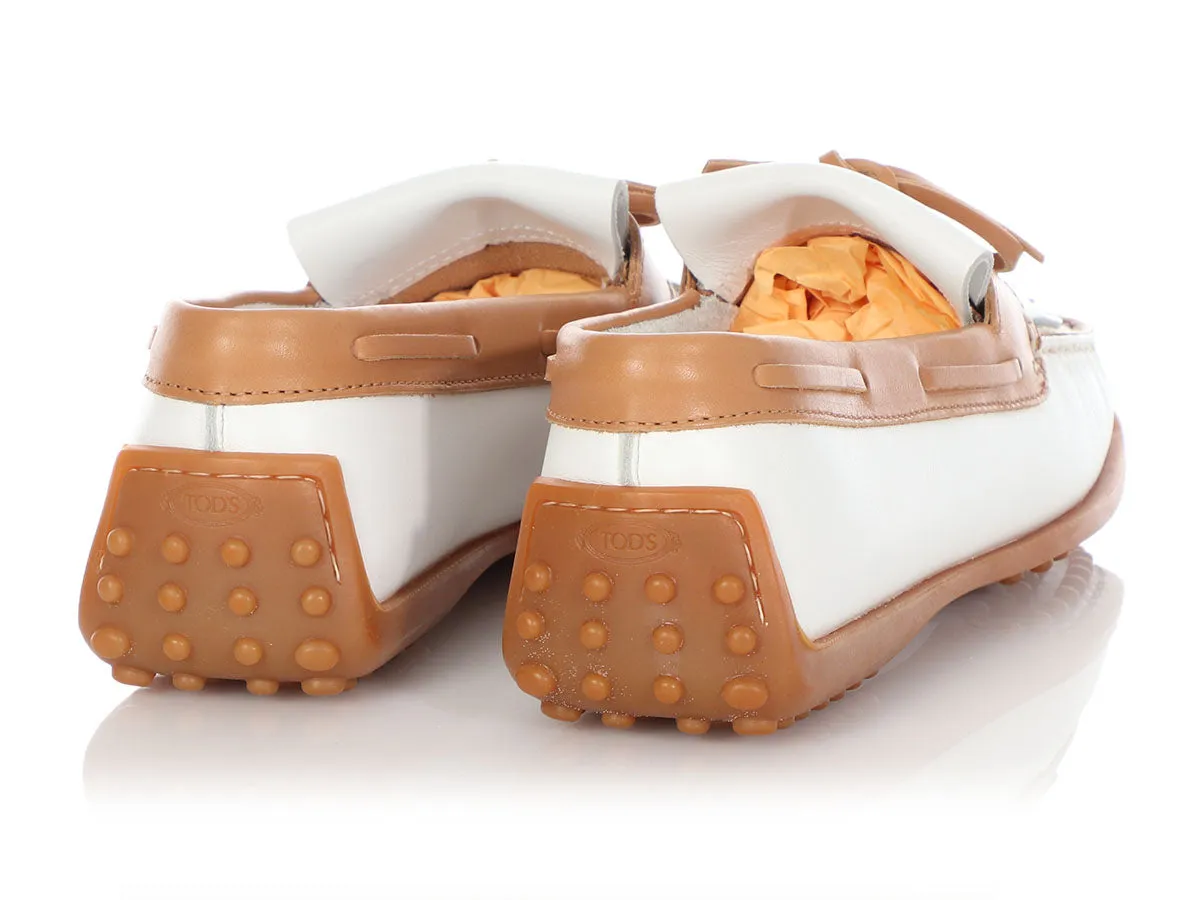 Tod’s White and Tan Moccasins