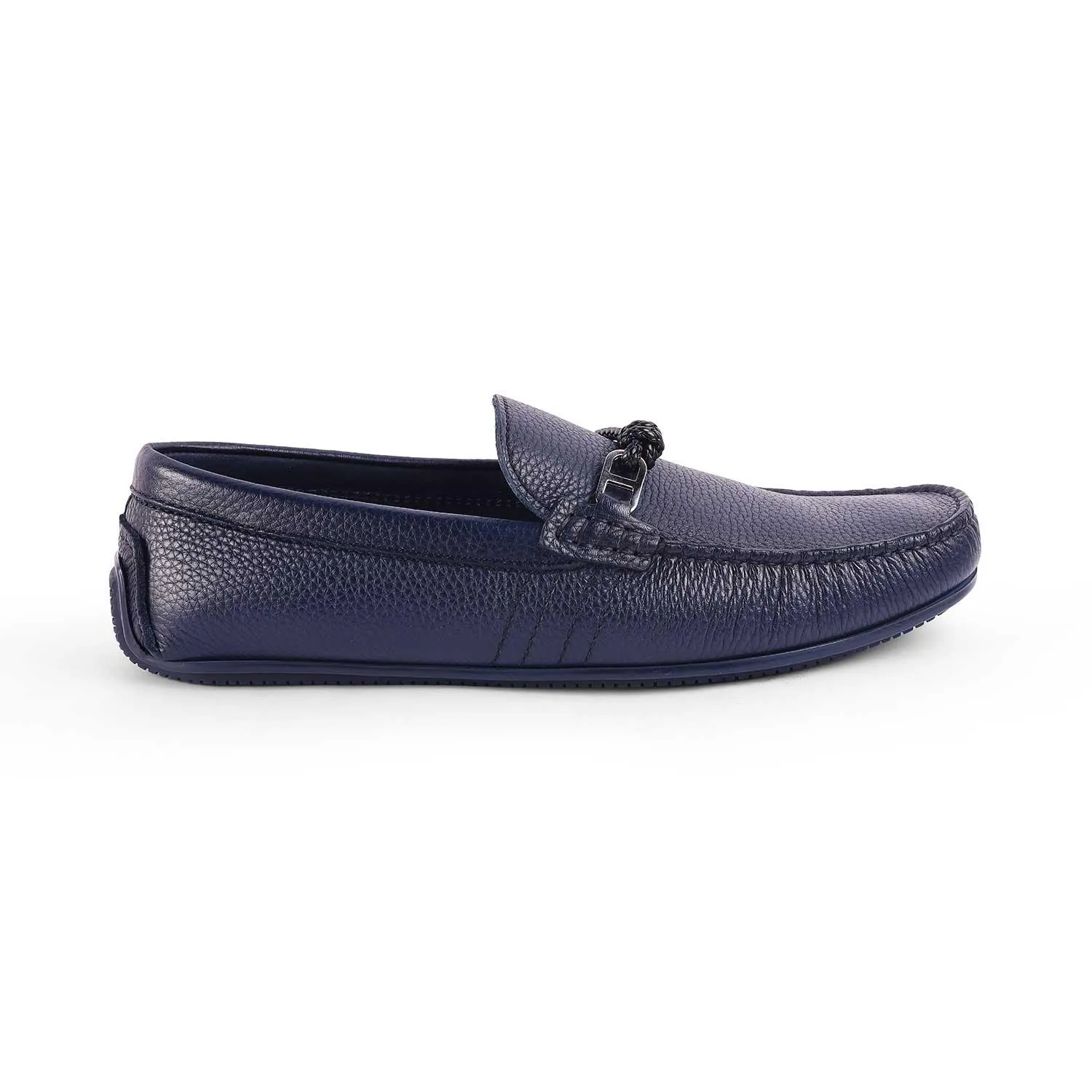 Tresmode Bristo Blue Men's Leather Driving Loafers