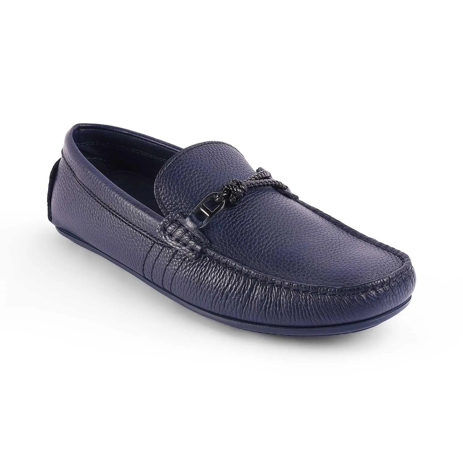 Tresmode Bristo Blue Men's Leather Driving Loafers