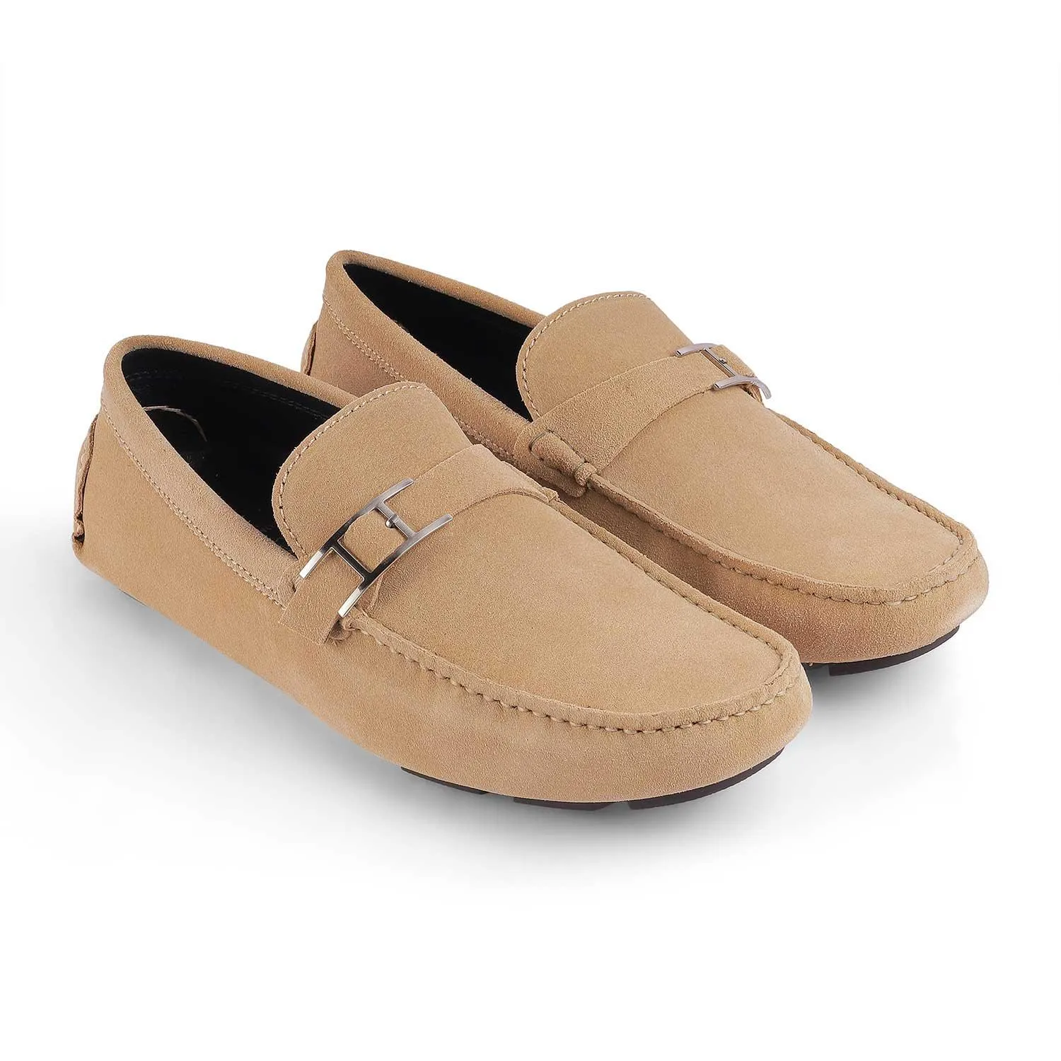 Tresmode Campin Beige Men's Leather Driving Loafers