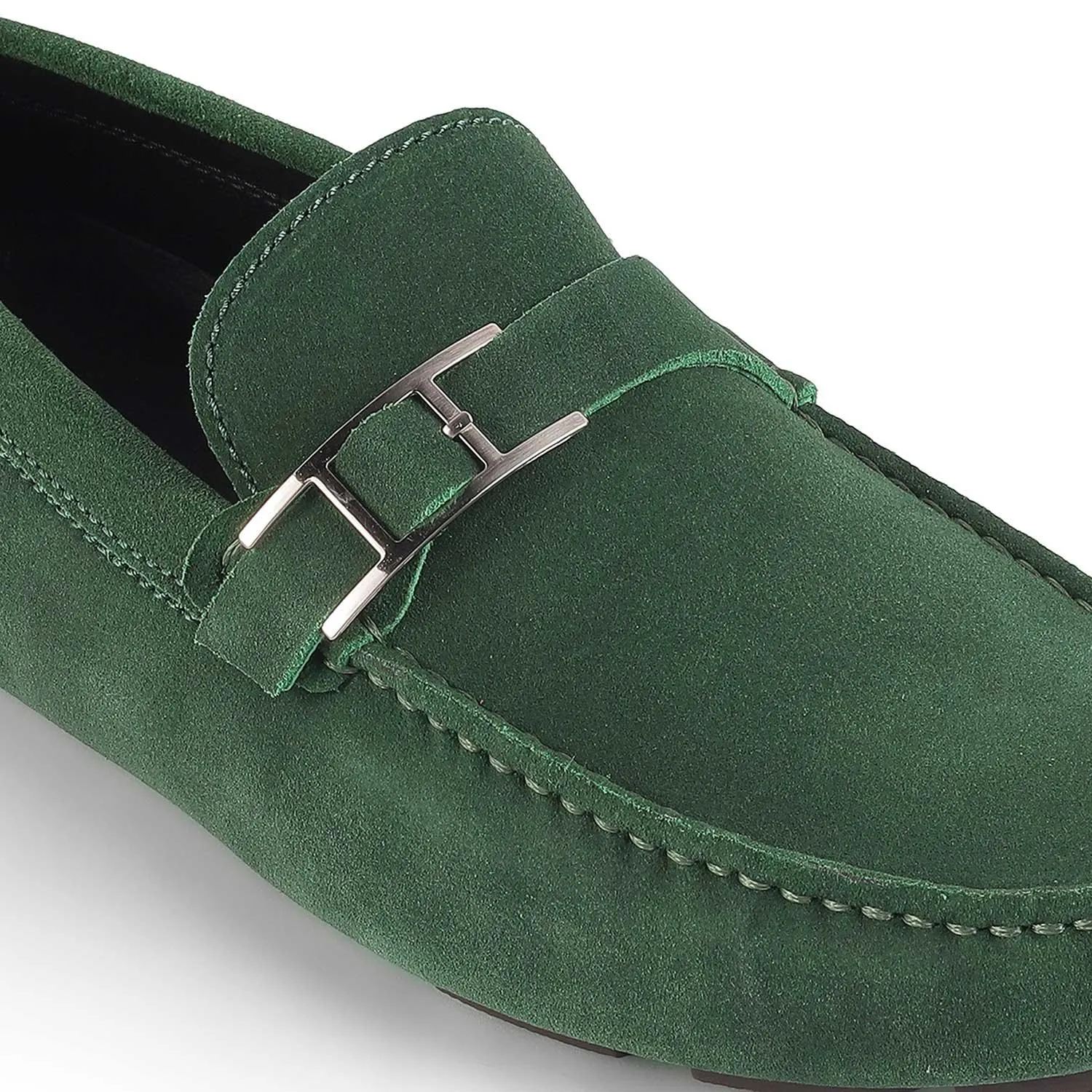 Tresmode Campin Green Men's Leather Driving Loafers