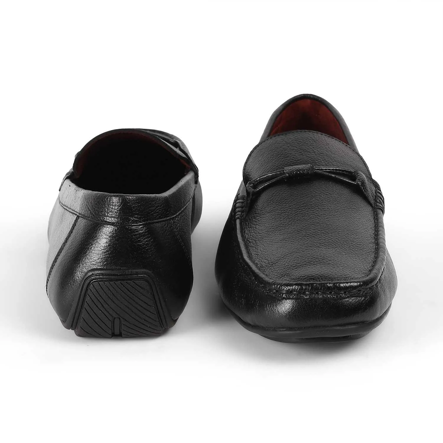 Tresmode Event Black Men's Leather Driving Loafers