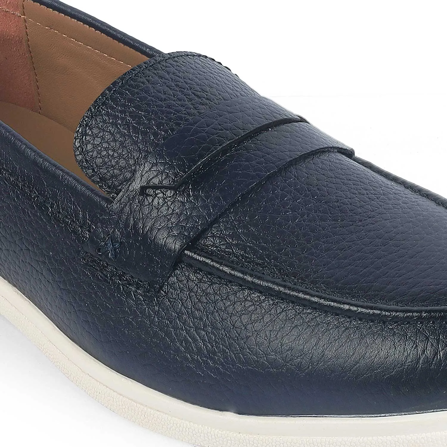 Tresmode Federer Blue Men's Penny Leather Driving Loafers