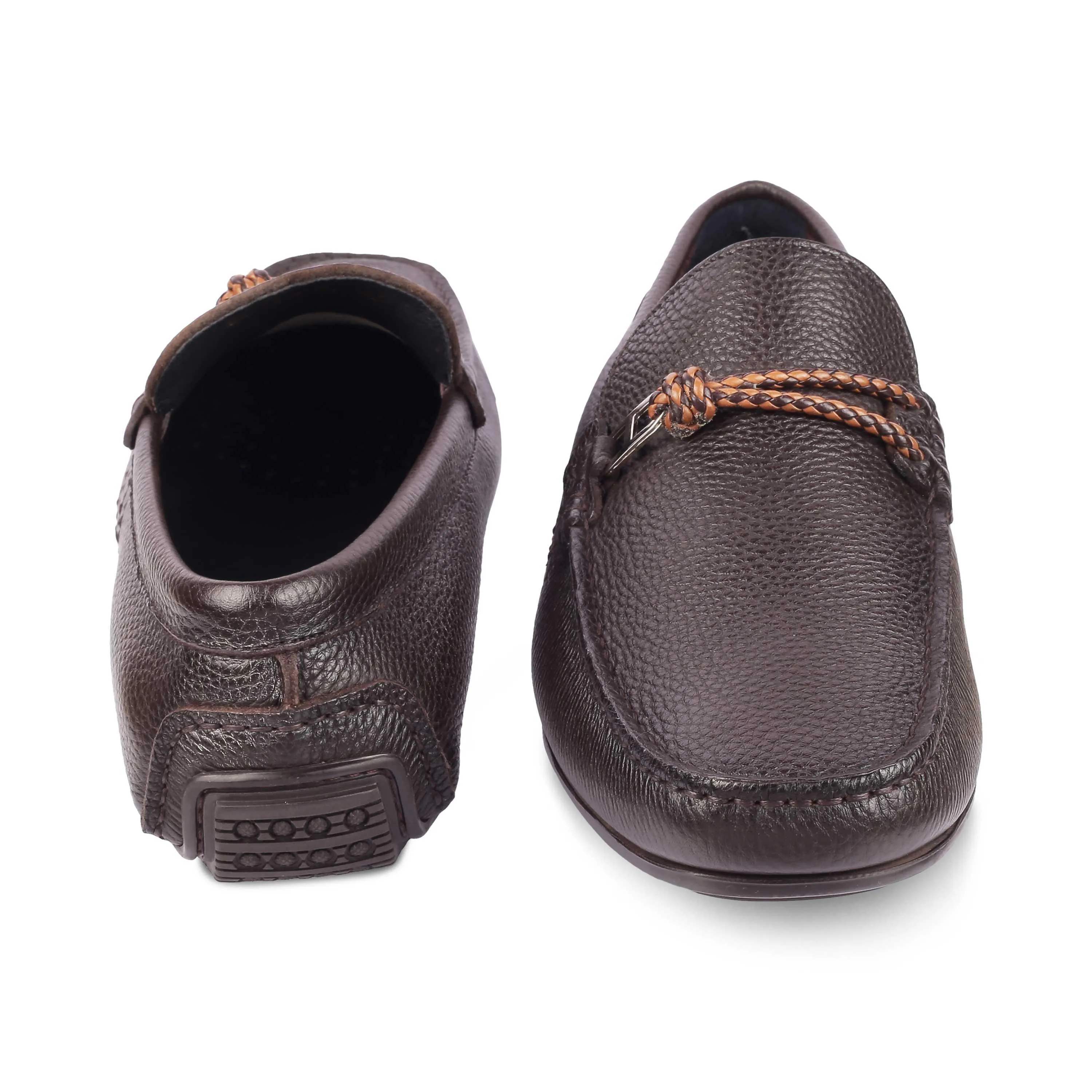 Tresmode Monoc Brown Men's Leather Driving Loafers