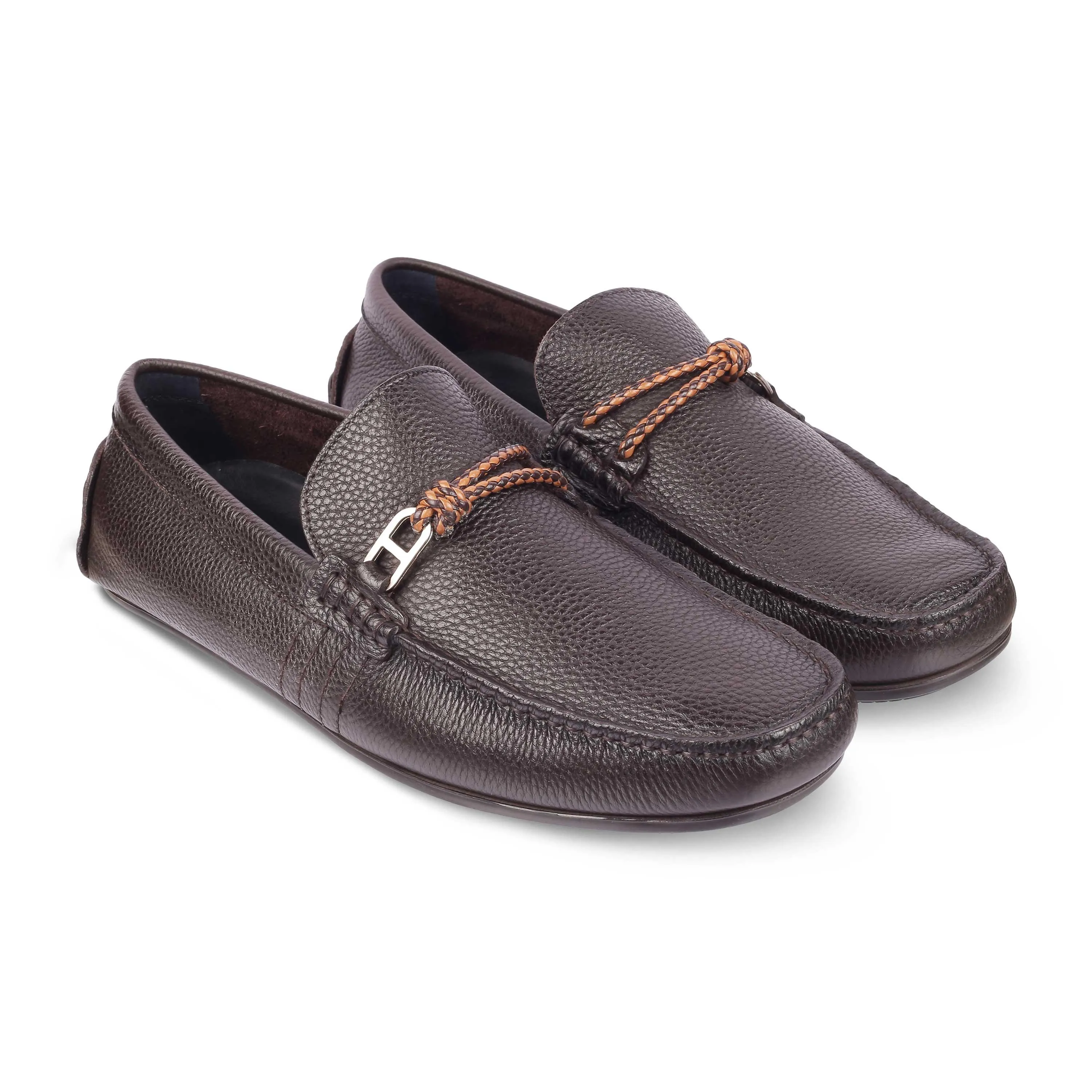 Tresmode Monoc Brown Men's Leather Driving Loafers