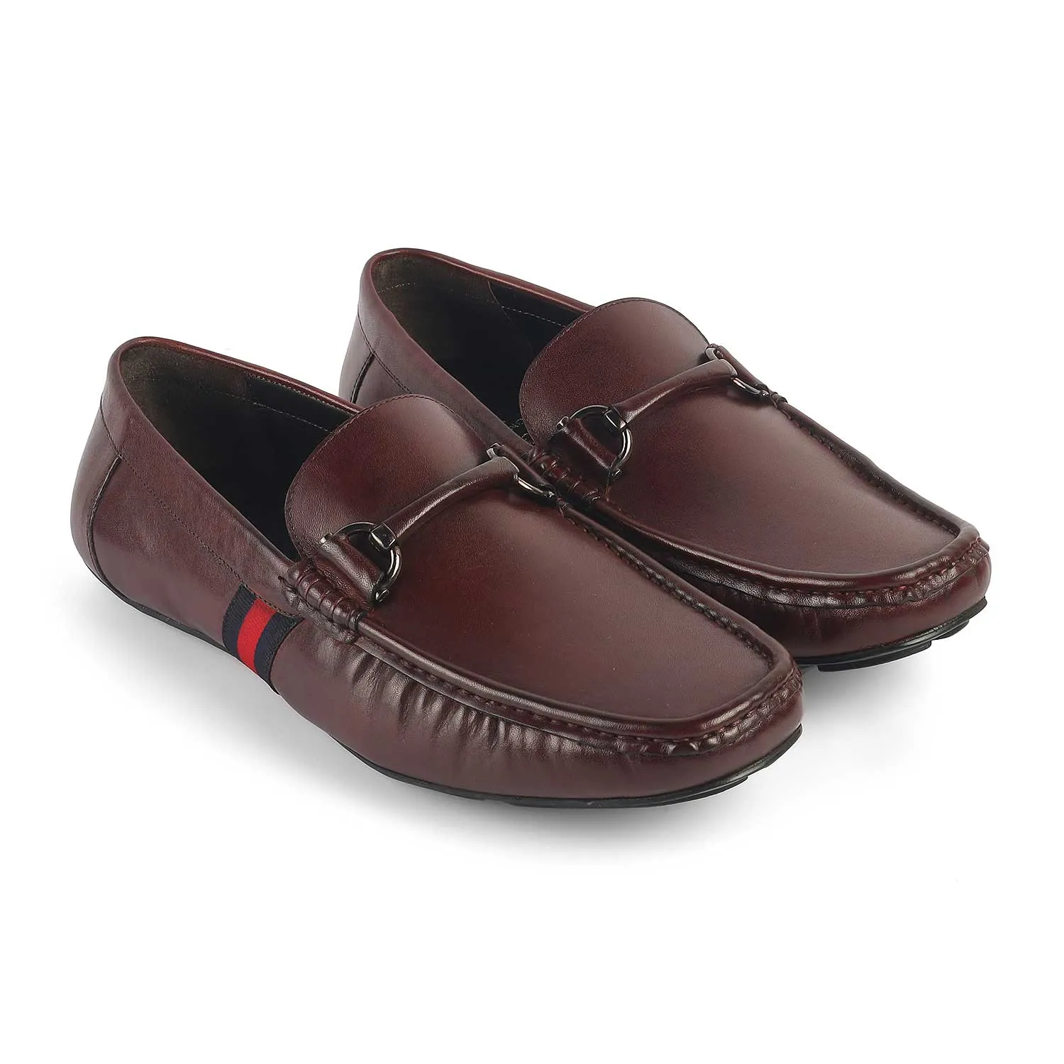 Tresmode Monoco Wine Men's Leather Driving Loafers